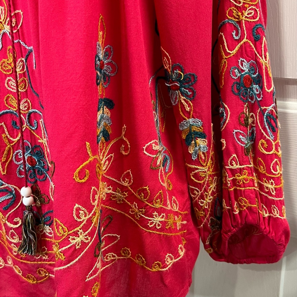 Anandas Collection Red Peasant Boho Red Embroider… - image 4
